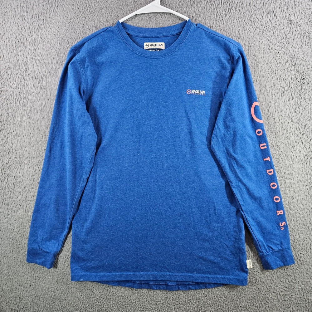 Magellan Outdoors Womens Boyfriend Fit Long Sleeve T-Shirt Blue Heather Medium